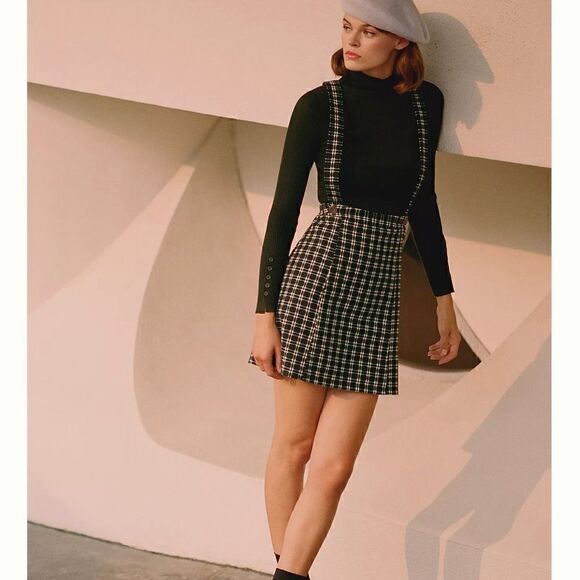 Anthropologie Maeve Plaid Pinafore Skirt Size 10 - Picture 1 of 6
